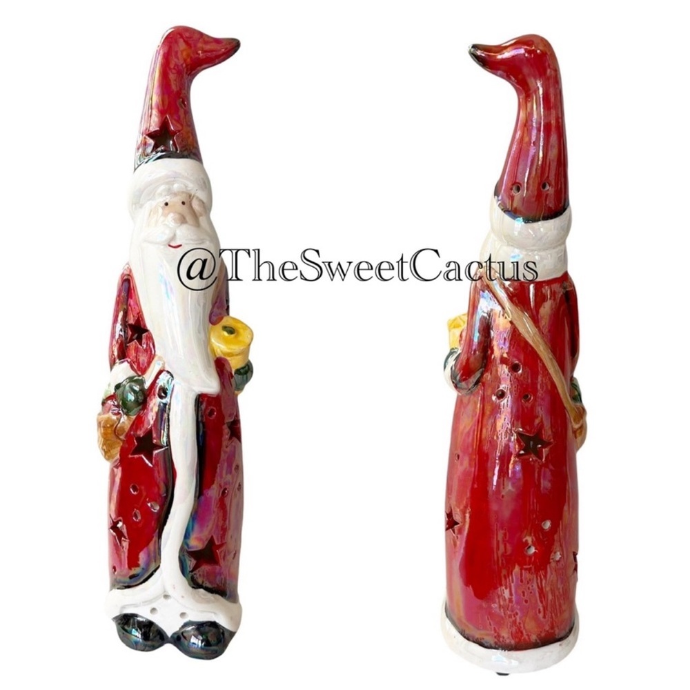 Ceramic Glazed Santa Claus Lighted Christmas Holiday Decor Lights Up